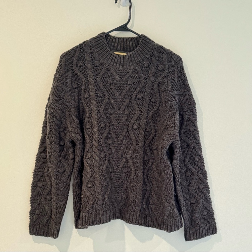 Cloth by RD for Nordstrom Chunky Classic Cable Knit Sweater - Charcoal
